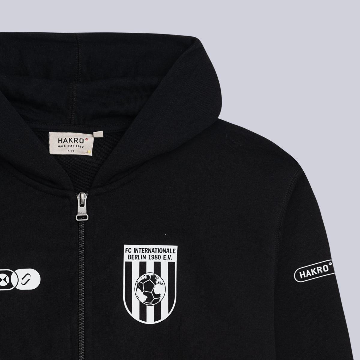 Kinder Sweatjacke mit Kapuze und Reißverschluss, schwarz